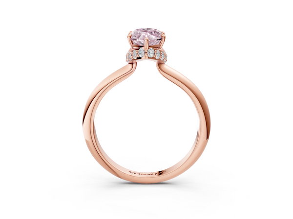 Rose gold Fancy Pink Marquise  Brilliant Solitaire Engagement Ring with Six-Prong Setting and Classic Band