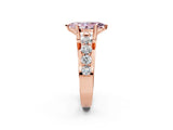 Rose gold Fancy Pink Marquise  Brilliant Solitaire with Side Stones on a Pave Band and Four-Prong Setting_26