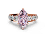 Rose gold Fancy Pink Marquise  Brilliant Solitaire with Side Stones on a Pave Band and Four-Prong Setting_54