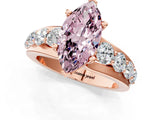 Rose gold Fancy Pink Marquise  Brilliant Solitaire with Side Stones on a Pave Band and Four-Prong Setting_55