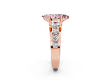Rose gold Fancy Pink Marquise  Brilliant Solitaire with Side Stones on a Pave Band and Four-Prong Setting_56