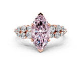 Rose gold Fancy Pink Marquise  Cluster Diamond Engagement Ring with Pavé Band and Four-Prong Setting_32