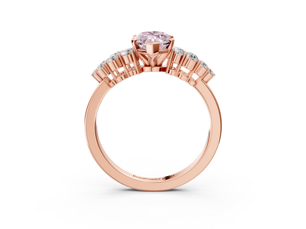 Rose gold Fancy Pink Marquise  Cluster Diamond Engagement Ring with Pavé Band and Four-Prong Setting