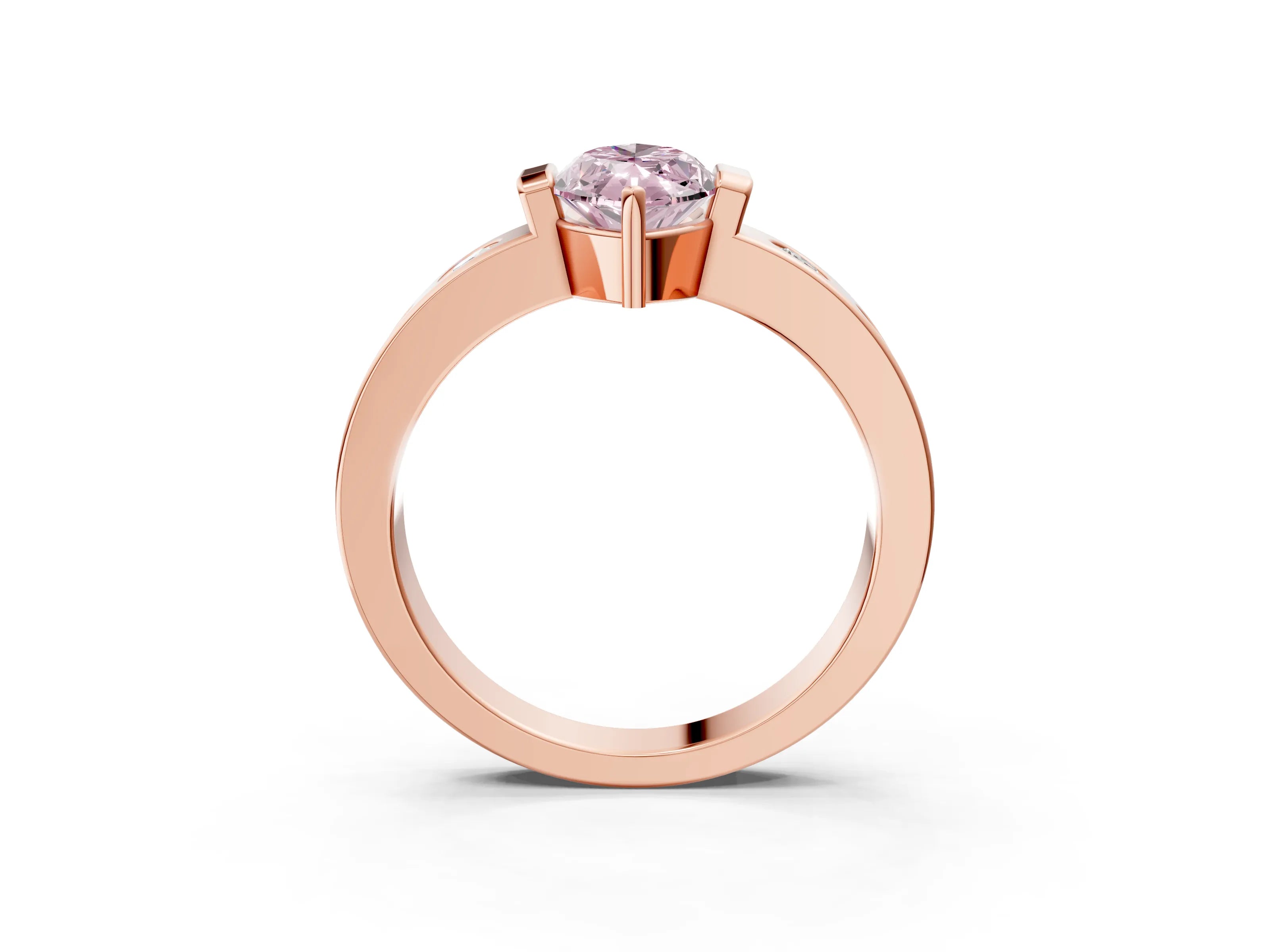 Rose gold Fancy Pink Marquise Cut Brilliant Channel-Set Diamond Ring with Bezel Prong Setting_3