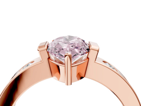 Rose gold Fancy Pink Marquise Cut Brilliant Channel-Set Diamond Ring with Bezel Prong Setting_4