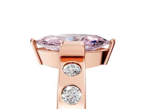 Rose gold Fancy Pink Marquise Cut Brilliant Channel-Set Diamond Ring with Bezel Prong Setting_5