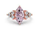 Rose gold Fancy Pink Marquise Cut Brilliant Diamond Cluster Accent Solitaire Ring with Prong Setting