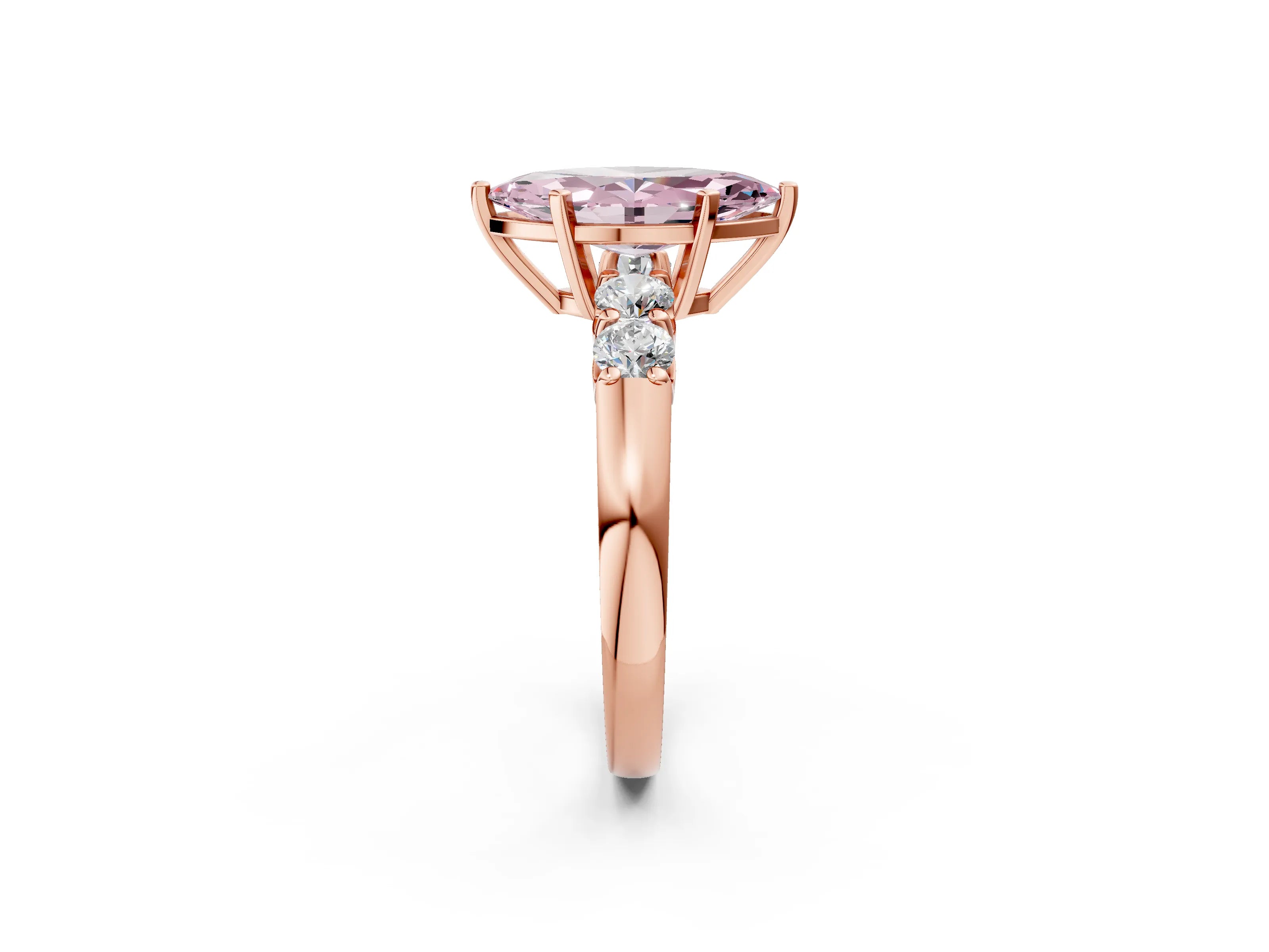 Rose gold Fancy Pink Marquise Cut Brilliant Diamond Five-Stone Engagement Ring with Prong Setting on a Classic Band_5