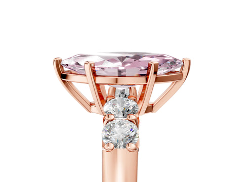 Rose gold Fancy Pink Marquise Cut Brilliant Diamond Five-Stone Engagement Ring with Prong Setting on a Classic Band_8