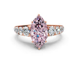 Rose gold Fancy Pink Marquise Cut Brilliant Diamond Pavé Band with Six-Prong Setting