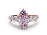 Rose gold Fancy Pink Marquise Cut Brilliant Diamond Pavé Band with Six-Prong Setting_12