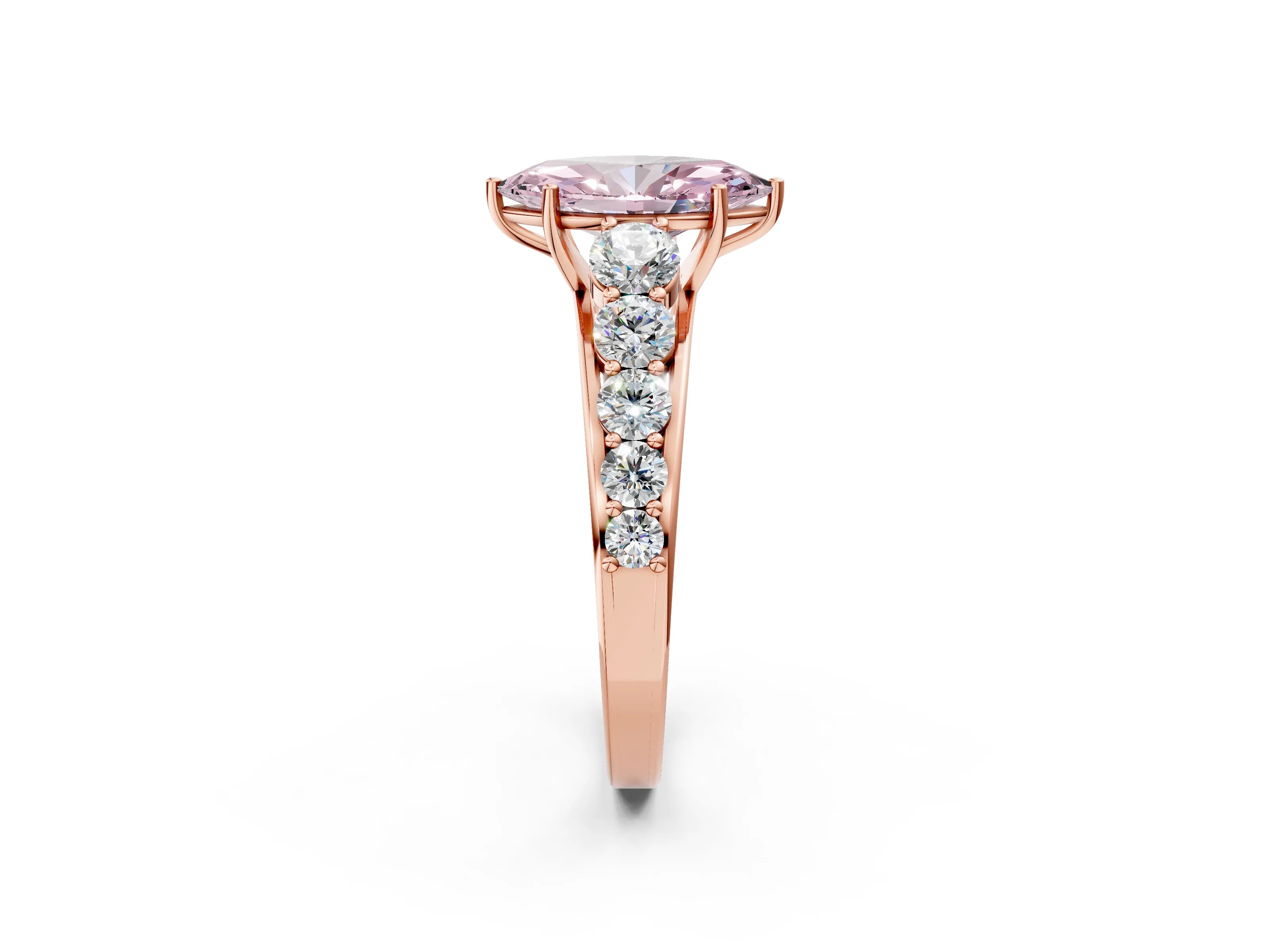 Rose gold Fancy Pink Marquise Cut Brilliant Diamond Pavé Band with Six-Prong Setting_2