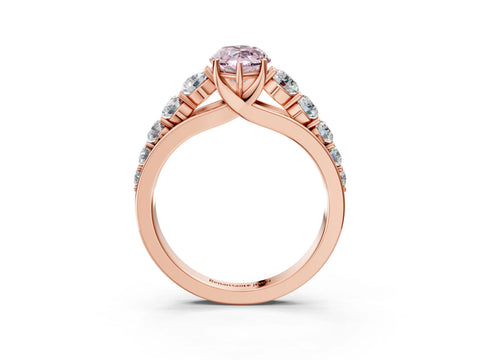 Rose gold Fancy Pink Marquise Cut Brilliant Diamond Pavé Band with Six-Prong Setting_3