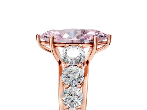 Rose gold Fancy Pink Marquise Cut Brilliant Diamond Pavé Band with Six-Prong Setting_5