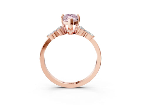 Rose gold Fancy Pink Marquise Cut Brilliant Diamond Solitaire Ring with Pear Side Stones and Four-Prong Setting_6