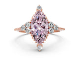 Rose gold Fancy Pink Marquise Cut Brilliant Diamond with Cluster Setting on a Beaded Band and Four-Prong Setting
