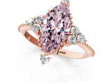 Rose gold Fancy Pink Marquise Cut Brilliant Diamond with Cluster Setting on a Beaded Band and Four-Prong Setting_1