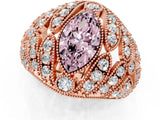 Rose gold Fancy Pink Marquise Cut Brilliant Halo Pave Diamond Milgrain Ring_1