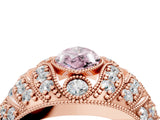 Rose gold Fancy Pink Marquise Cut Brilliant Halo Pave Diamond Milgrain Ring_4