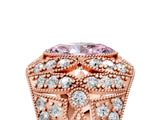 Rose gold Fancy Pink Marquise Cut Brilliant Halo Pave Diamond Milgrain Ring_5