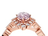 Rose gold Fancy Pink Marquise Cut Brilliant Milgrain Pave Heart Band Solitaire Ring_4
