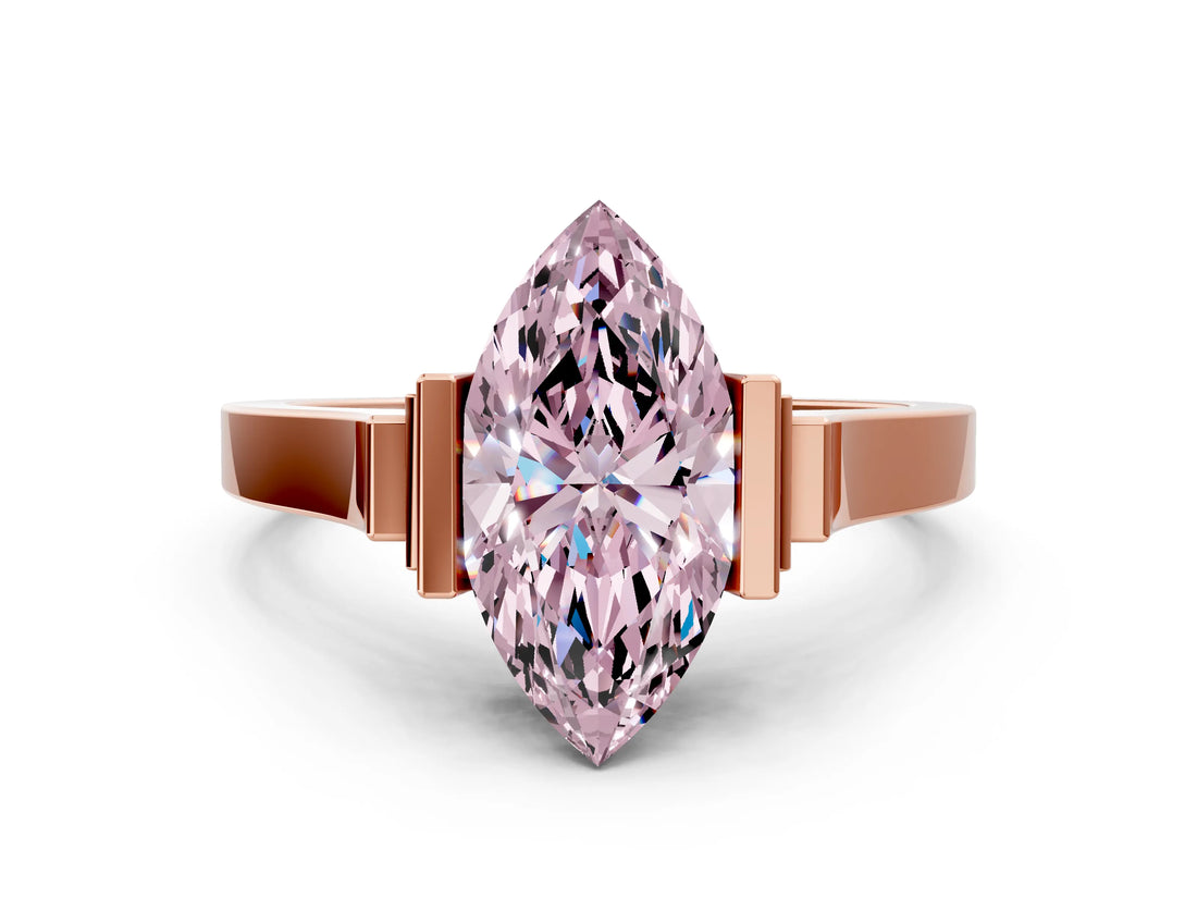 Rose gold Fancy Pink Marquise Cut Brilliant Solitaire Diamond Ring with Channel Set Band and Bar Prong Setting_12