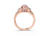 Rose gold Fancy Pink Marquise Cut Brilliant Three-Stone Diamond Ring with Pavé Band and Four-Prong Setting_6