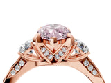 Rose gold Fancy Pink Marquise Cut Brilliant Three-Stone Diamond Ring with Pavé Band and Four-Prong Setting_7