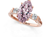 Rose gold Fancy Pink Marquise Cut Brilliant Three-Stone Pave Band with Four-Prong Setting_1
