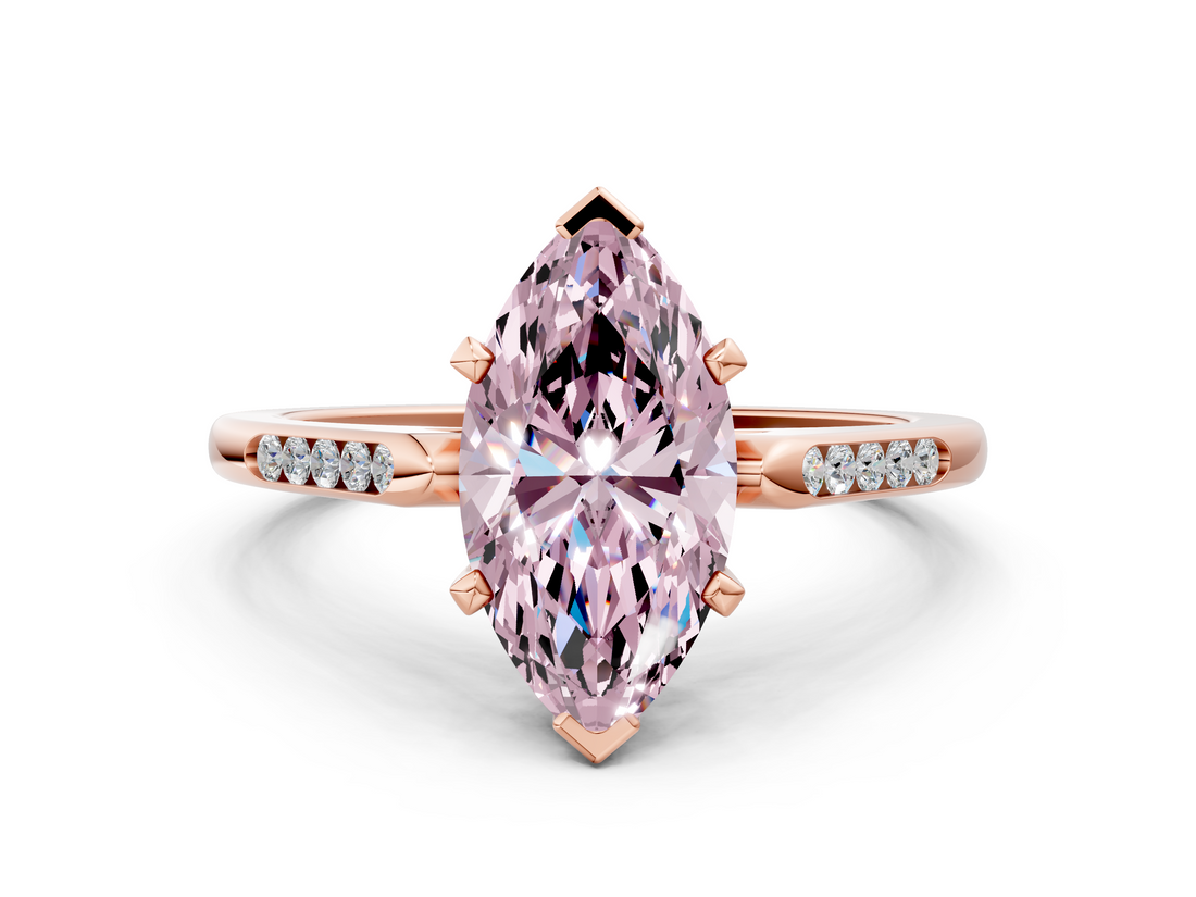 Rose gold Fancy Pink Marquise  Cut Channel Set Solitaire Engagement Ring with Four-Prong Setting_196