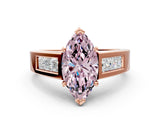 Rose gold Fancy Pink Marquise Cut Cut Channel Set Solitaire Ring with Four-Prong Setting