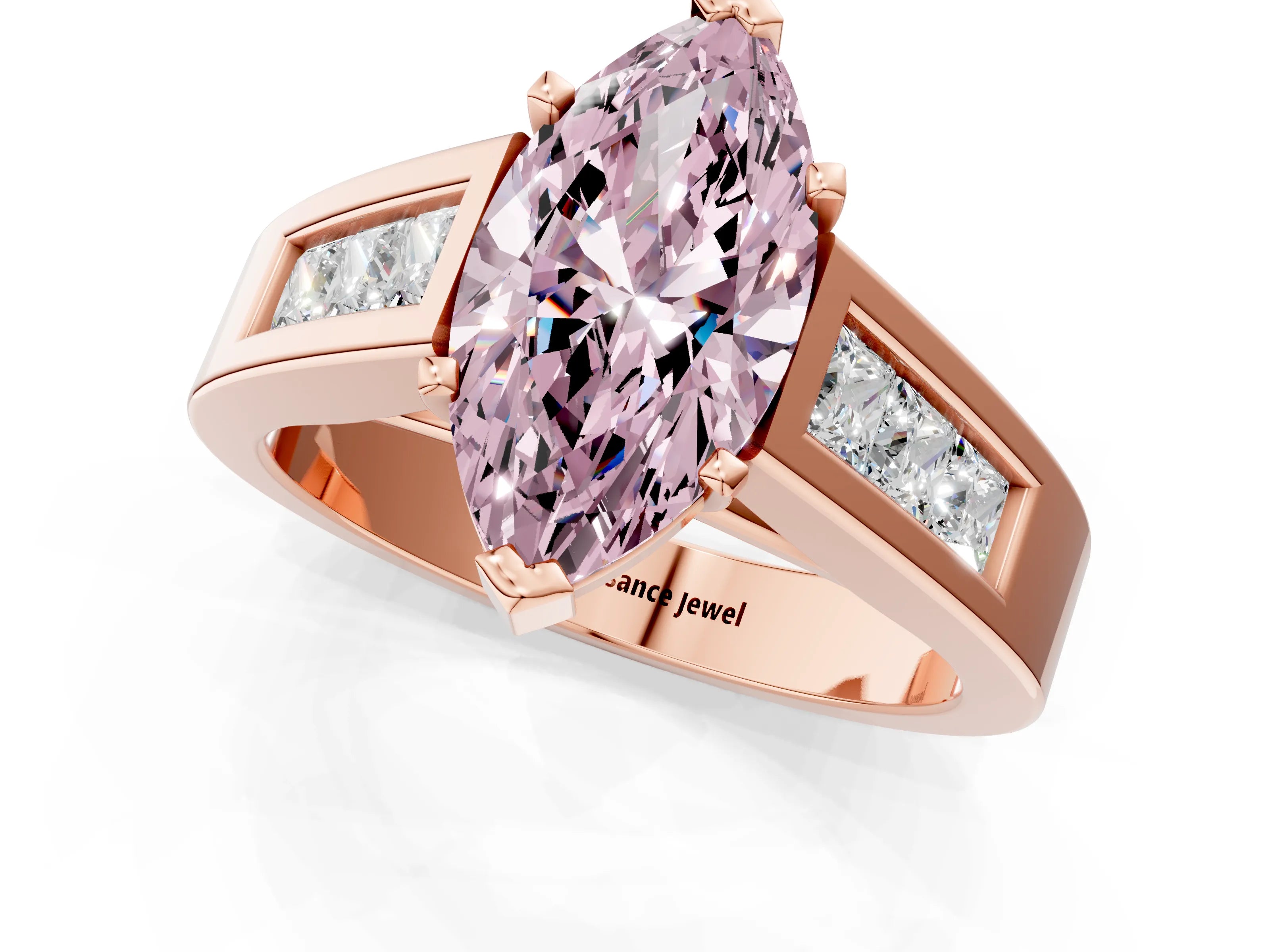 Rose gold Fancy Pink Marquise Cut Cut Channel Set Solitaire Ring with Four-Prong Setting_1