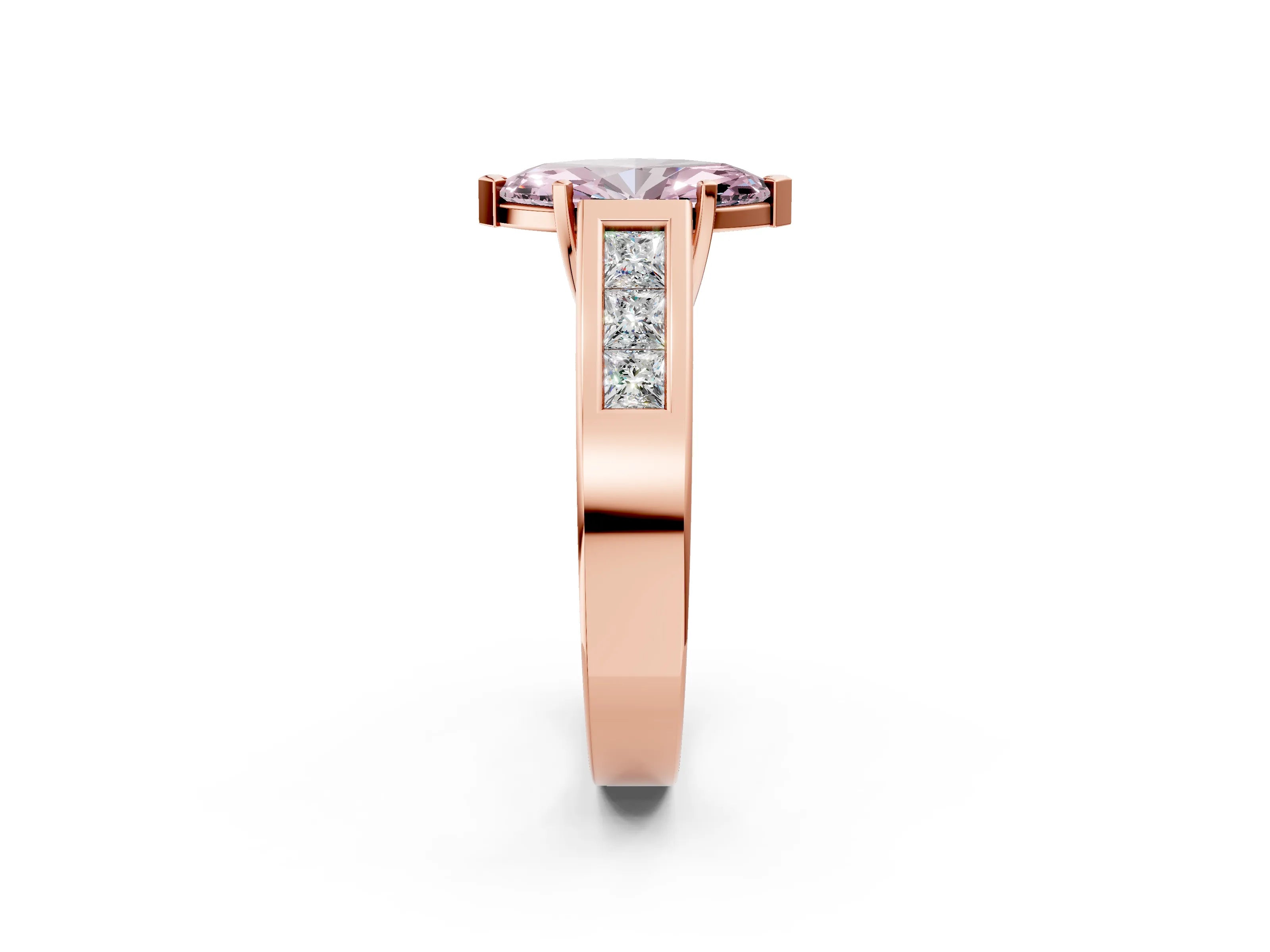 Rose gold Fancy Pink Marquise Cut Cut Channel Set Solitaire Ring with Four-Prong Setting_2