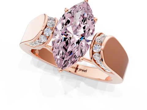 Rose gold Fancy Pink Marquise Cut Cut Diamond Channel Set Solitaire Ring with Four-Prong Setting_1