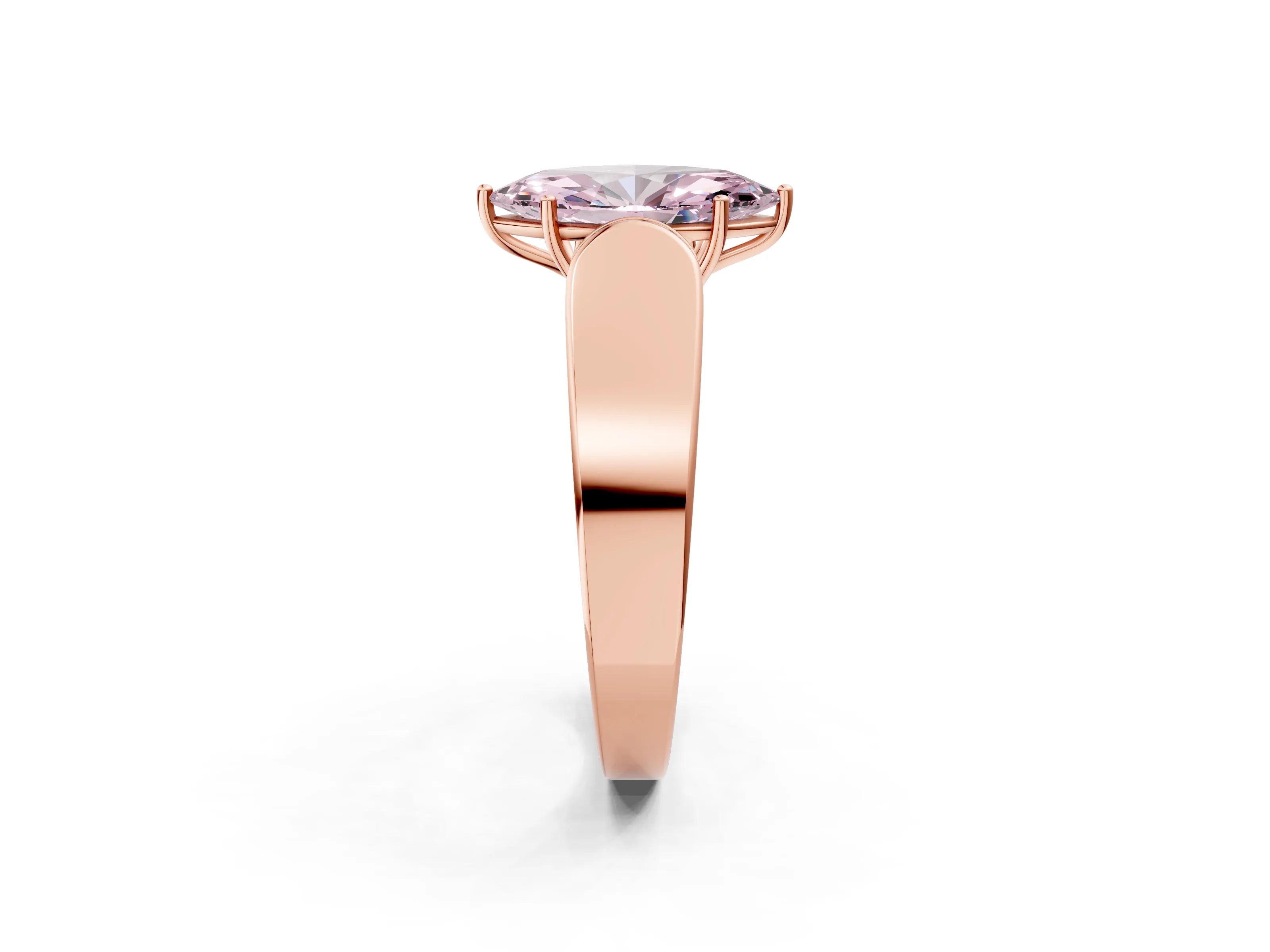 Rose gold Fancy Pink Marquise Cut Cut Diamond Channel Set Solitaire Ring with Four-Prong Setting_2