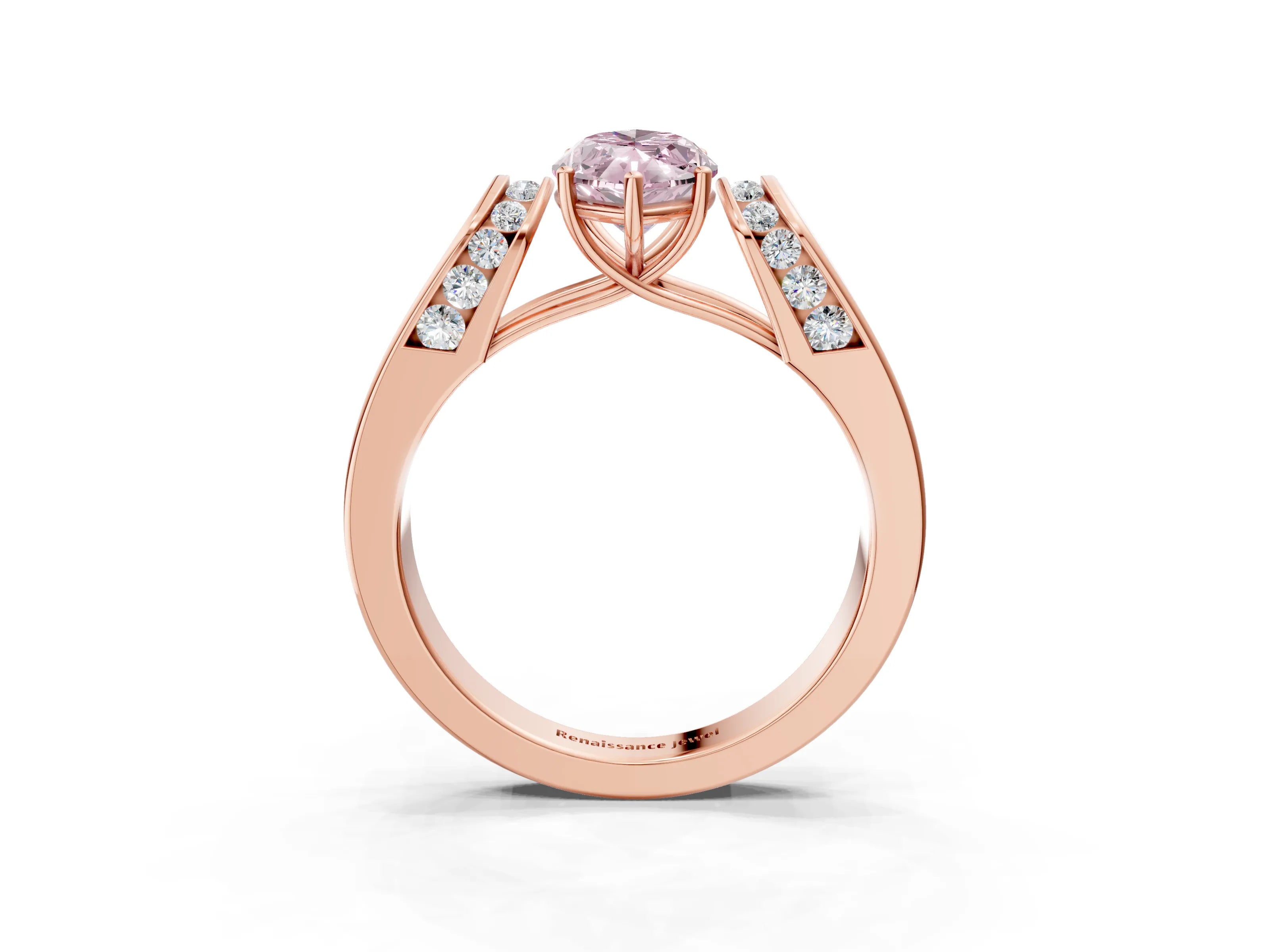 Rose gold Fancy Pink Marquise Cut Cut Diamond Channel Set Solitaire Ring with Four-Prong Setting_3