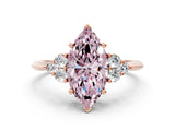 Rose gold Fancy Pink Marquise Cut Cut Diamond Cluster Ring with Solitaire Band and Four-Prong Setting_12