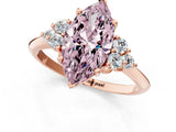 Rose gold Fancy Pink Marquise Cut Cut Diamond Cluster Ring with Solitaire Band and Four-Prong Setting_13