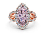 Rose gold Fancy Pink Marquise Cut Cut Diamond Halo Engagement Ring with Open Split Pavé Band
