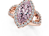 Rose gold Fancy Pink Marquise Cut Cut Diamond Halo Engagement Ring with Open Split Pavé Band_1