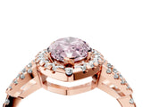 Rose gold Fancy Pink Marquise Cut Cut Diamond Halo Engagement Ring with Open Split Pavé Band_4