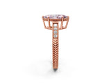 Rose gold Fancy Pink Marquise Cut Cut Diamond Milgrain Pave Band Four-Prong Setting Ring_5