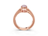 Rose gold Fancy Pink Marquise Cut Cut Diamond Milgrain Pave Band Four-Prong Setting Ring_6