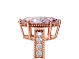 Rose gold Fancy Pink Marquise Cut Cut Diamond Milgrain Pave Band Four-Prong Setting Ring_8