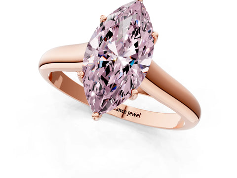 Rose gold Fancy Pink Marquise Cut Cut Diamond Solitaire Engagement Ring with Tapered Plain Band and Four-Prong Setting_1