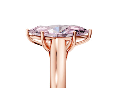 Rose gold Fancy Pink Marquise Cut Cut Diamond Solitaire Engagement Ring with Tapered Plain Band and Four-Prong Setting_5