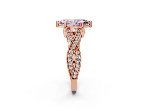 Rose gold Fancy Pink Marquise Cut Cut Diamond Twisted Band with Milgrain Pave Setting and Four-Prong Setting_2