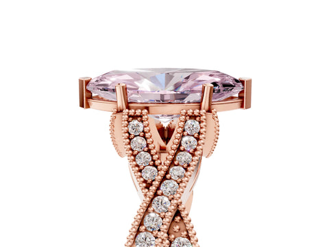 Rose gold Fancy Pink Marquise Cut Cut Diamond Twisted Band with Milgrain Pave Setting and Four-Prong Setting_5