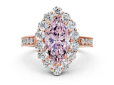 Rose gold Fancy Pink Marquise Cut Cut Halo Diamond Pavé Engagement Ring with Milgrain Detailing_12