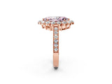 Rose gold Fancy Pink Marquise Cut Cut Halo Diamond Pavé Engagement Ring with Milgrain Detailing_14